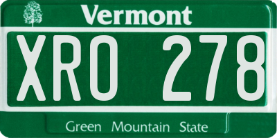 VT license plate XRO278