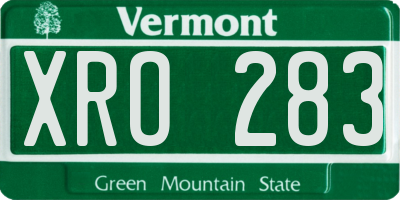 VT license plate XRO283