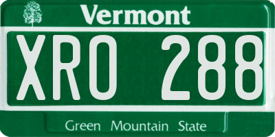 VT license plate XRO288