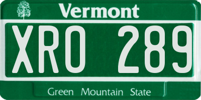 VT license plate XRO289