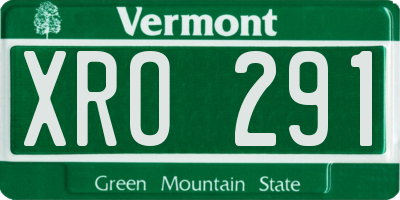 VT license plate XRO291