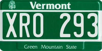 VT license plate XRO293
