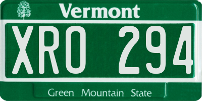 VT license plate XRO294