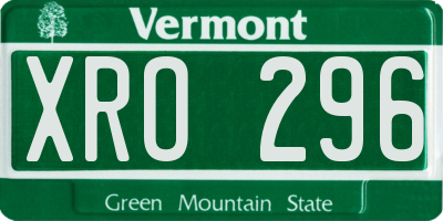 VT license plate XRO296