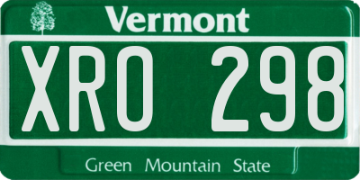 VT license plate XRO298