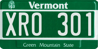 VT license plate XRO301
