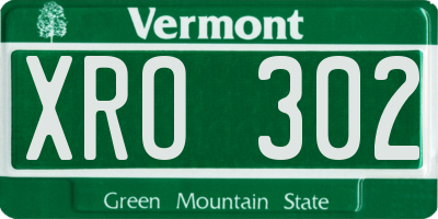 VT license plate XRO302