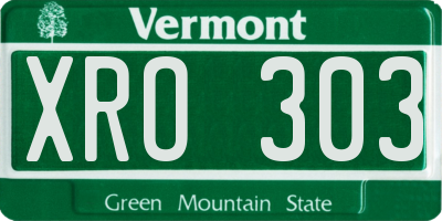 VT license plate XRO303