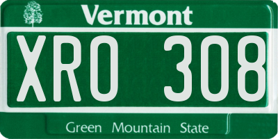 VT license plate XRO308