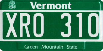 VT license plate XRO310
