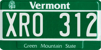 VT license plate XRO312