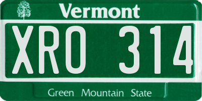 VT license plate XRO314