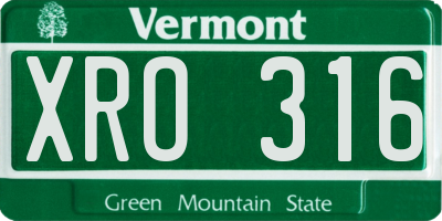 VT license plate XRO316