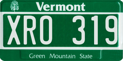 VT license plate XRO319