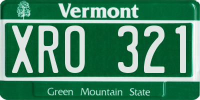 VT license plate XRO321