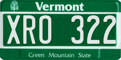 VT license plate XRO322