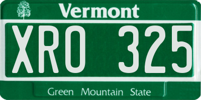 VT license plate XRO325