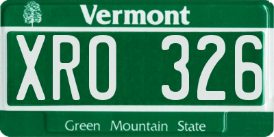 VT license plate XRO326