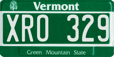 VT license plate XRO329