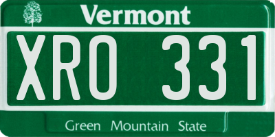 VT license plate XRO331