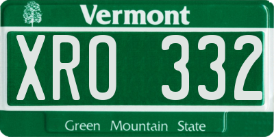 VT license plate XRO332