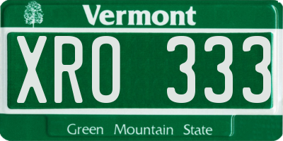 VT license plate XRO333