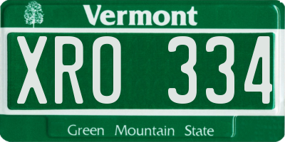 VT license plate XRO334