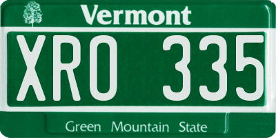 VT license plate XRO335