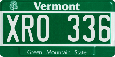 VT license plate XRO336