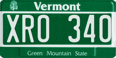 VT license plate XRO340