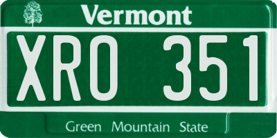 VT license plate XRO351