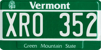 VT license plate XRO352
