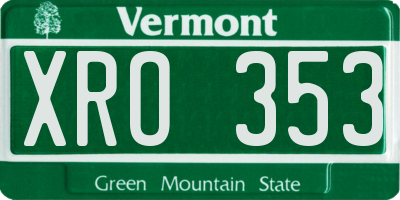 VT license plate XRO353