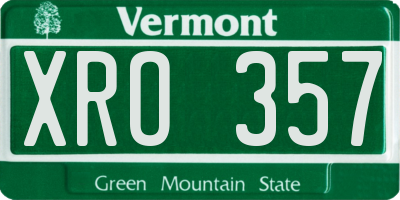 VT license plate XRO357