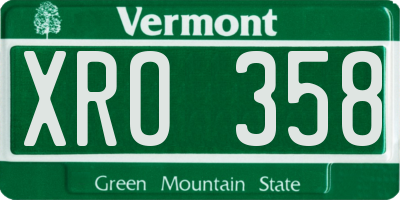 VT license plate XRO358