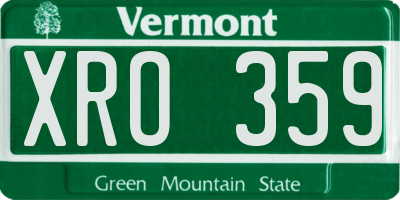 VT license plate XRO359
