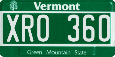 VT license plate XRO360