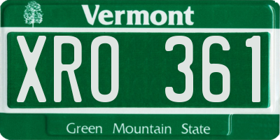 VT license plate XRO361