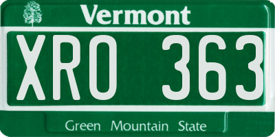 VT license plate XRO363