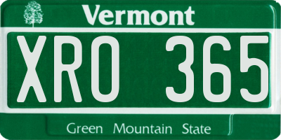 VT license plate XRO365