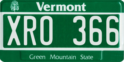 VT license plate XRO366