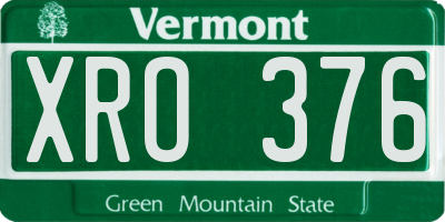 VT license plate XRO376