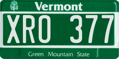 VT license plate XRO377