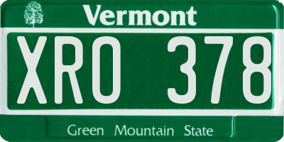 VT license plate XRO378
