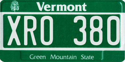 VT license plate XRO380