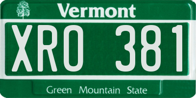 VT license plate XRO381