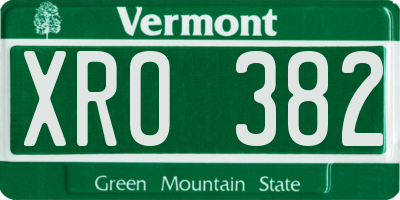 VT license plate XRO382