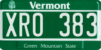 VT license plate XRO383