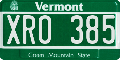 VT license plate XRO385