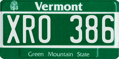 VT license plate XRO386